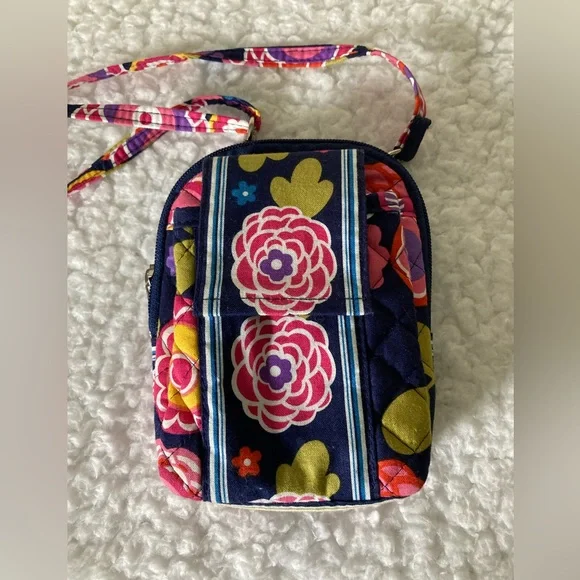 Stephanie Dawn small floral crossbody bag/purse, navy with colorful flowers - Picture 2 of 8